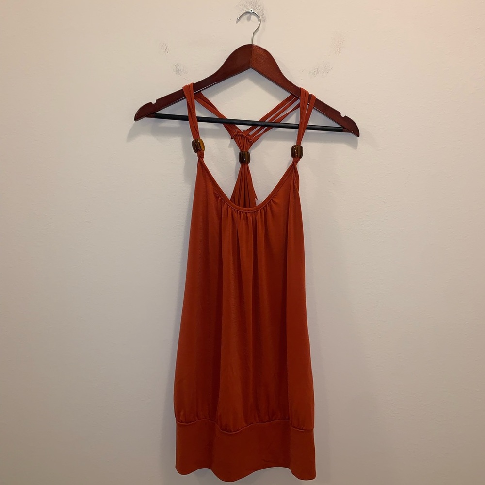 Volce Dark Orange & Brown Balled Blouse size M - Picture 3 of 11